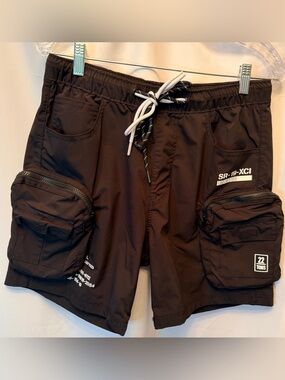 Smoke Rise Men’s Size Small Printed Utility Lounge Windbreaker Black Shorts